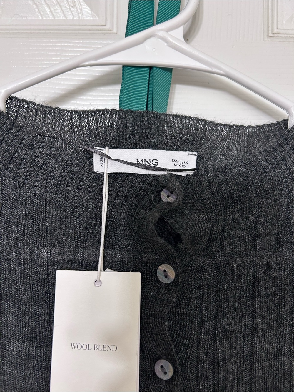 Mango Dark Grey Ribbed Knit Button-Front Cardigan - Picture 4 of 9